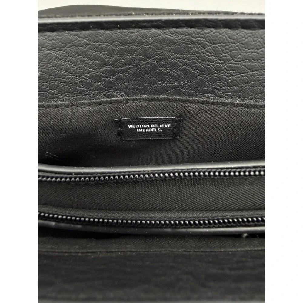 Typo Black Canvas Faux Leather Messenger Bag Crossbody Laptop Satchel Work Bag